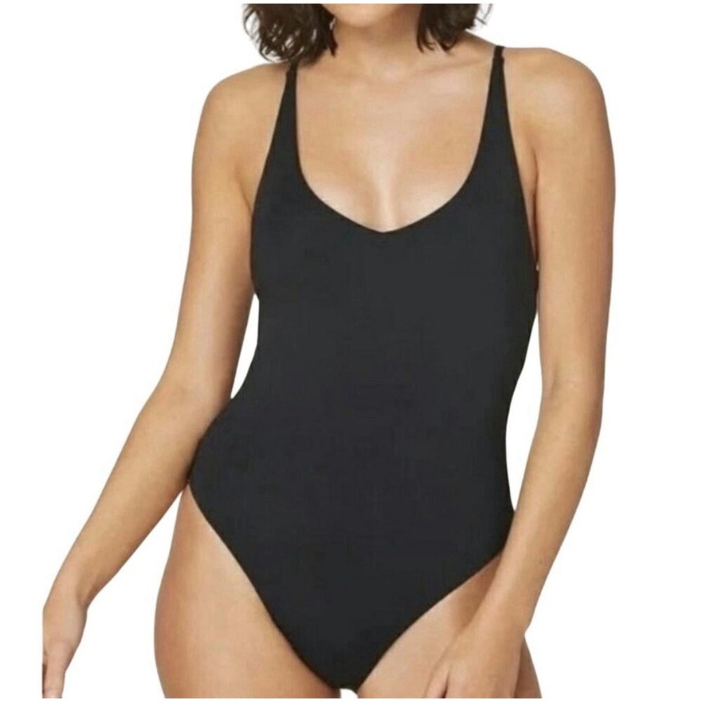 Andie Swim Sz Small The Baia One‎ Piece Swimsuit Underwire Black Adjustable NWT